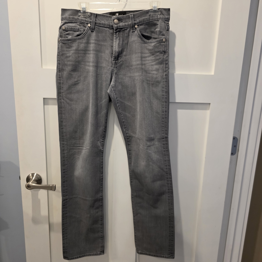 7 for All Mankind Men's Jeans Gray Slimmy Denim 31x31 Straight Leg